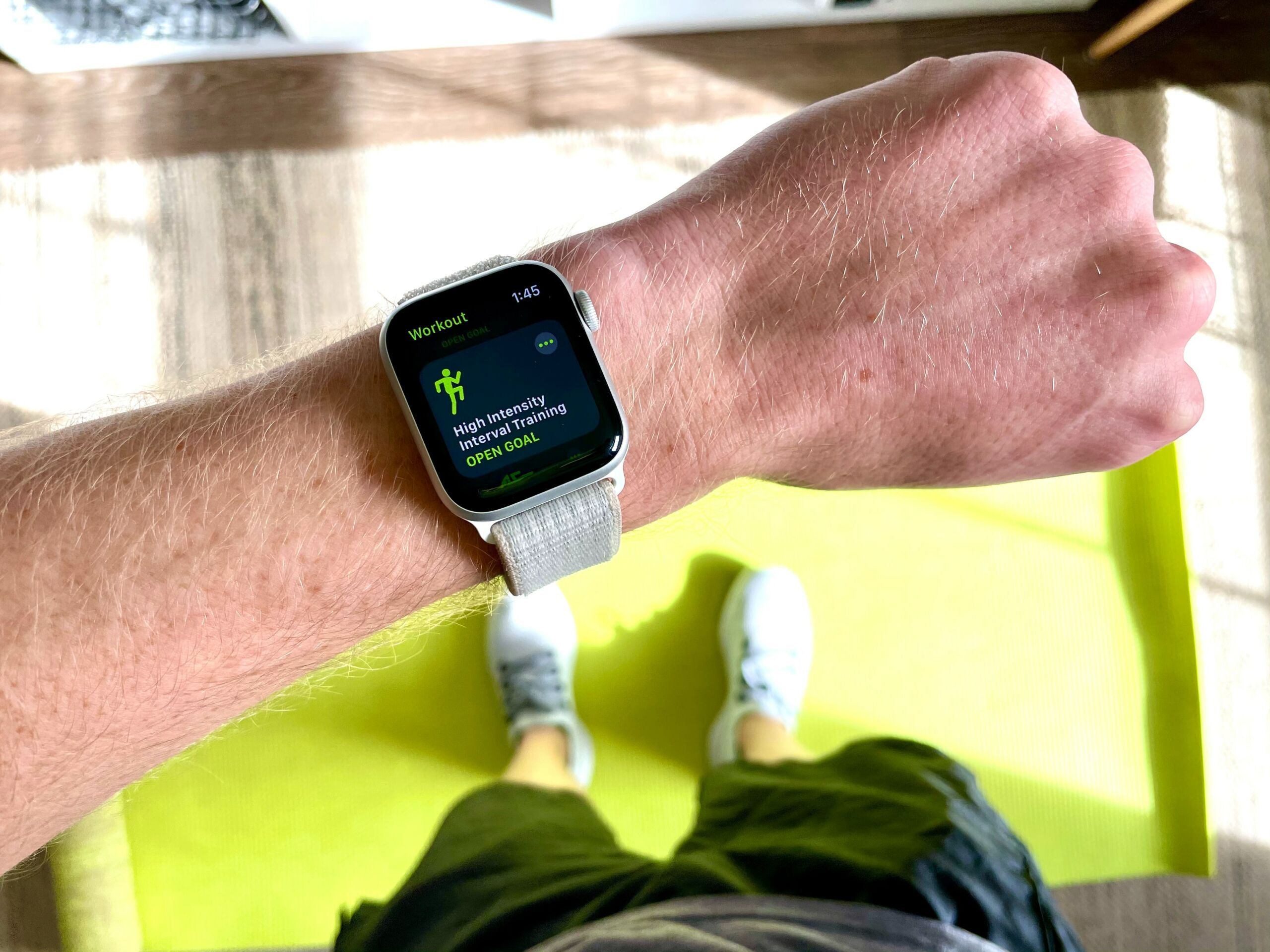 Apple Watch with a fitness goal shown on it