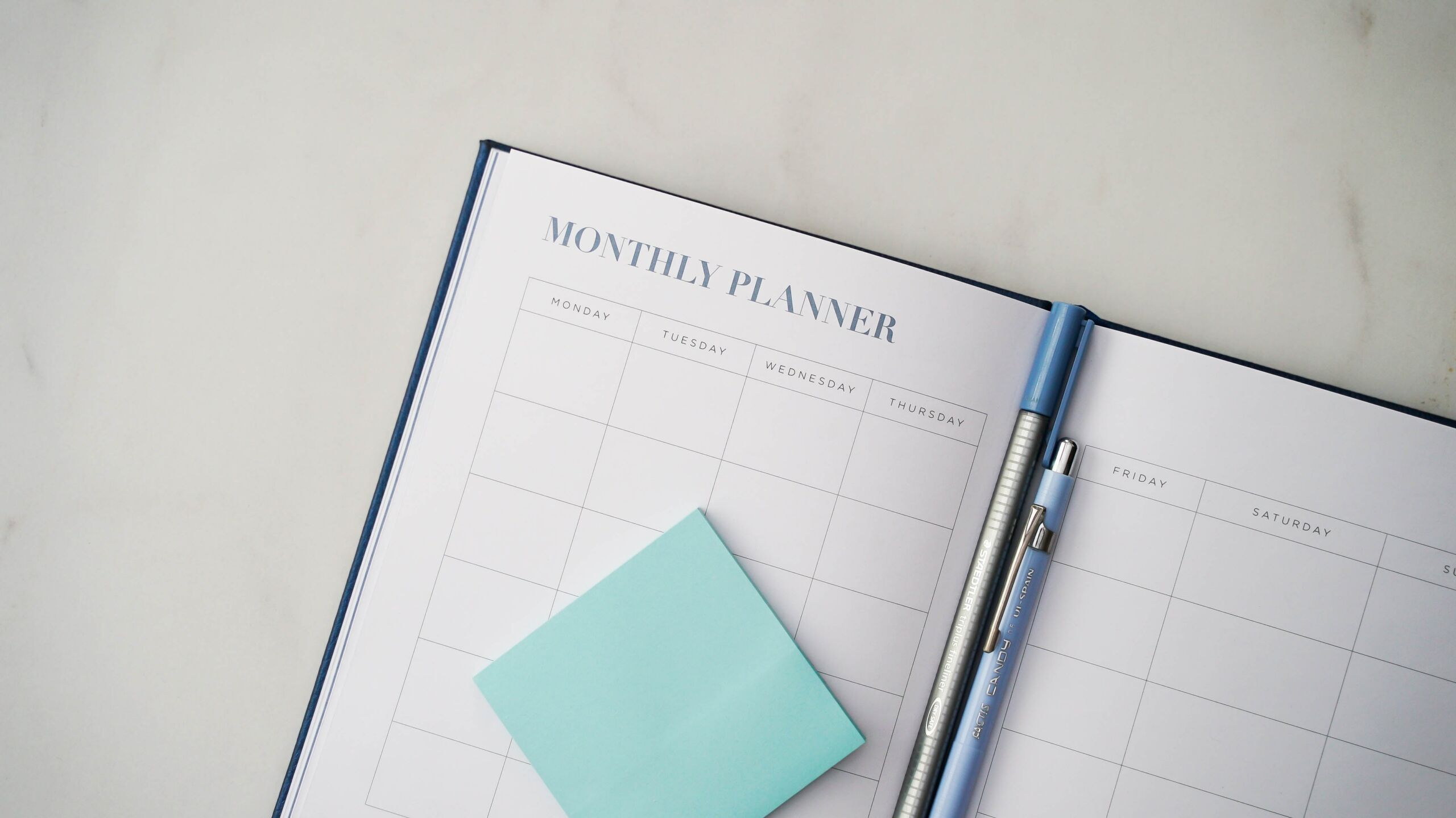 a picture of a monthly planner. 